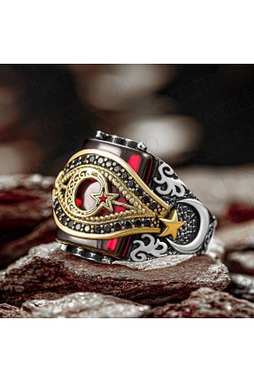 انگشتر نقره قرمز مردانه زیرکن Takılingo - کد 289435652