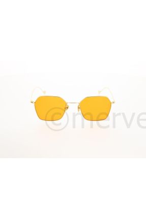 عینک آفتابی نارنجی زنانه 53 UV400 فلزی مات هندسی کد 289335132