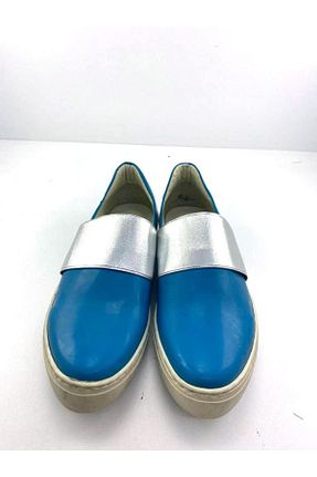 کفش لوفر آبی زنانه چرم خالص SAST - کد 289831034