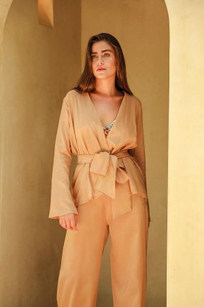 رویه بیکینی قهوه ای زنانه ساده ELAF BEACHWEAR - کد 289580594