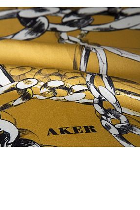 روسری زرد کرپ ساتن ابریشم Aker - کد 697812