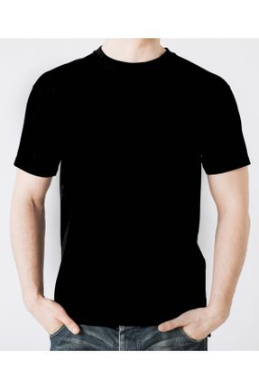 تی شرت مشکی مردانه رگولار یقه گرد پنبه (نخی) طراحی کد 290821796