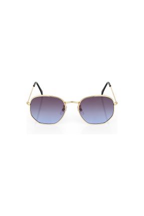 عینک آفتابی آبی زنانه 42 UV400 فلزی مات هندسی کد 291165165