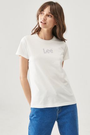 تی شرت سفید زنانه رگولار یقه خدمه پنبه (نخی) کد 285827014