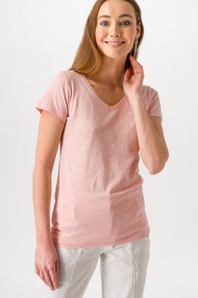 تی شرت صورتی زنانه رگولار پارچه ای کد 72252959