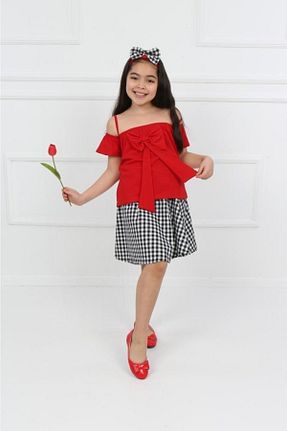 ست بالاتنه و پائین تنه قرمز بچه گانه بافتنی Genel Markalar - کد 106816498