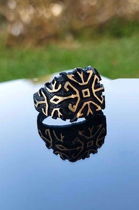 انگشتر جواهر مشکی مردانه روکش نقره TREND COLLECTİON - کد 290828567