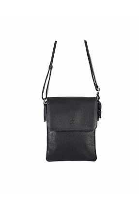 کیف پستچی مشکی زنانه چرم خالص Aka Deri - کد 66453800