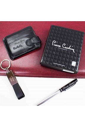 جا کارتی مشکی مردانه چرم خالص Pierre Cardin - کد 295006620
