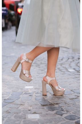 کفش مجلسی بژ زنانه چرم مصنوعی پاشنه بلند ( +10 cm) پاشنه پلت فرم کد 52865048