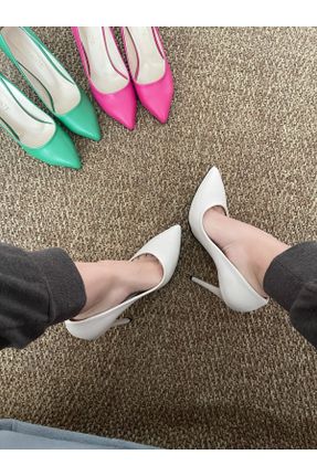 کفش پاشنه بلند کلاسیک بژ زنانه چرم مصنوعی پاشنه نازک پاشنه بلند ( +10 cm) کد 299473478