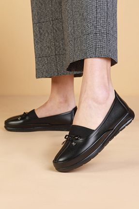 کفش کژوال مشکی زنانه چرم خالص Yüce - کد 41088241