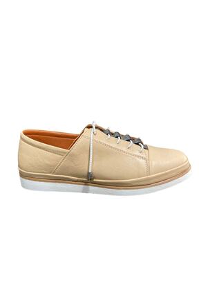 کفش کژوال بژ زنانه چرم خالص MARİNE SHOES - کد 300385016