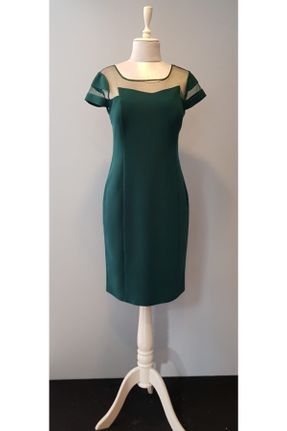 لباس سبز زنانه کرپ سایز بزرگ پارچه کد 72152714