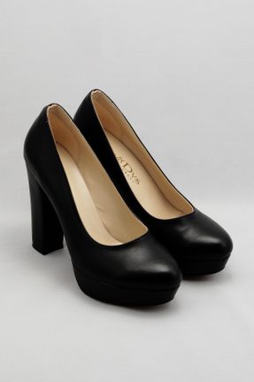کفش پاشنه بلند کلاسیک مشکی زنانه چرم مصنوعی پاشنه ضخیم پاشنه بلند ( +10 cm) کد 32537739