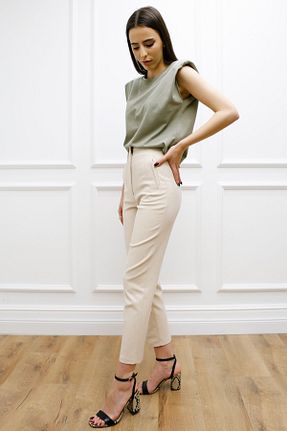 شلوار بژ زنانه کتان CurcunaShop - کد 39713061