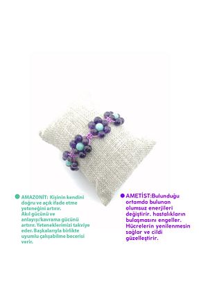 دستبند جواهر بنفش زنانه سنگ طبیعی OSMANLI DOĞAL TAŞ - کد 94202137