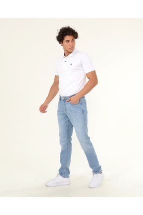 شلوار جین آبی مردانه پاچه تنگ کد 132111279