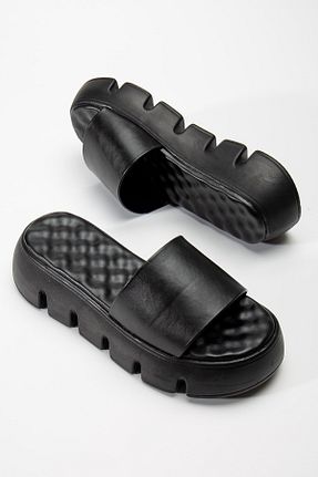 دمپائی مشکی زنانه چرم مصنوعی SOFT FASHION - کد 299675107