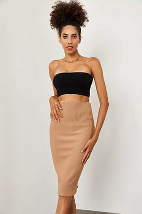 دامن قهوه ای زنانه لیکرا Moda Tekcan - کد 218068280