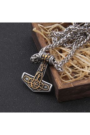 گردنبند استیل ( فولاد ) طوسی مردانه استیل ضد زنگ Viking - کد 299468293