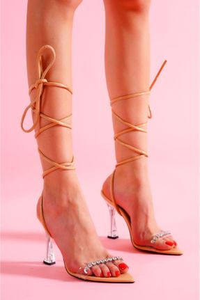 کفش پاشنه بلند کلاسیک بژ زنانه چرم مصنوعی پاشنه نازک پاشنه بلند ( +10 cm) کد 299711454