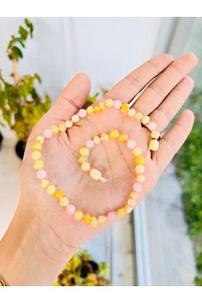 گردنبند جواهر سفید بچه گانه سنگ Kehribarkolyecimm - کد 300354179