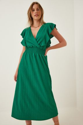 لباس سبز زنانه بافتنی پنبه (نخی) رگولار بند دار بیسیک کد 301727607