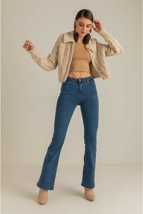 شلوار جین آبی زنانه پاچه اسپانیولی SANTA BELLA - کد 302031829