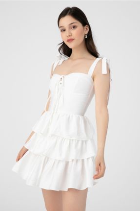 لباس سفید زنانه بافتنی بافت رگولار بیسیک کد 119313963