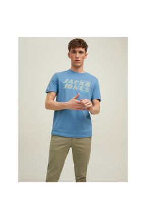 تی شرت آبی مردانه Fitted یقه گرد تکی کد 299941804