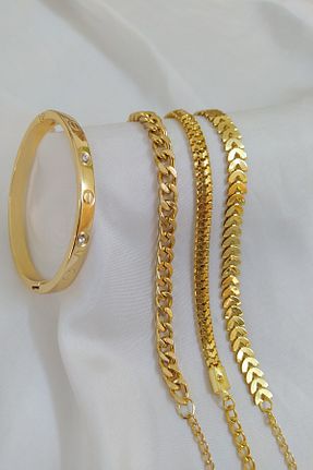 دستبند استیل (فولاد) طلائی زنانه روکش طلا KOBA - کد 301268818