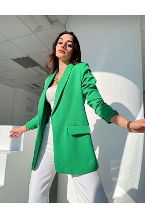 کت بلیزر سبز زنانه پارچه DERİNBOUTIQUE - کد 301338338