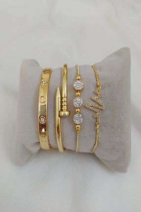 دستبند استیل (فولاد) طلائی زنانه روکش طلا KOBA - کد 301264629