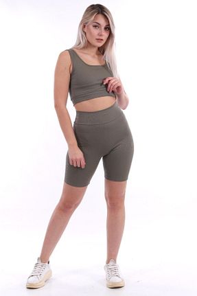 ست بالاتنه و پائین تنه خاکی زنانه بافتنی Swana - کد 301619502