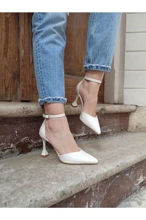 کفش پاشنه بلند کلاسیک سفید زنانه ساتن کد 264155935