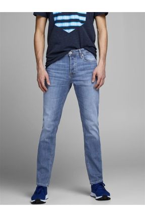 شلوار جین آبی مردانه پاچه گشاد پنبه - پلی استر استاندارد کد 302703507