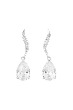 گوشواره جواهر سفید زیرکن Merano Design - کد 238371698