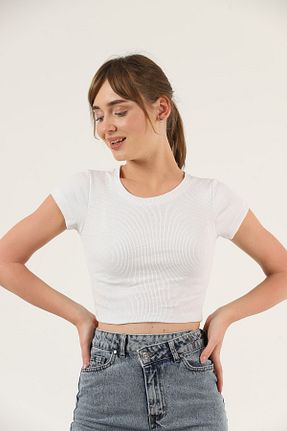 بلوز سفید زنانه ساده TİODES - کد 302732658