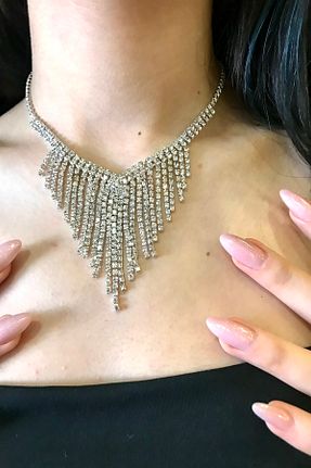گردنبند جواهر زنانه روکش نقره alsaccessories - کد 302811180