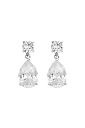 گوشواره جواهر سفید زیرکن Merano Design - کد 238372023