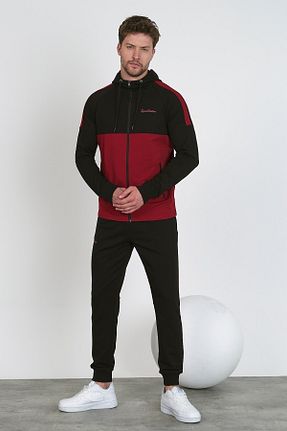 ست گرمکن زرشکی مردانه پلی استر SPORTSTATİON - کد 303501945