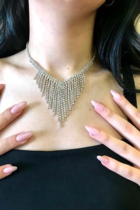گردنبند جواهر زنانه روکش نقره alsaccessories - کد 302811180