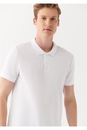 تی شرت سفید مردانه رگولار یقه پولو کد 302871190