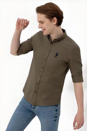 پیراهن خاکی مردانه یقه پیراهنی U.S. Polo Assn. - کد 303146434