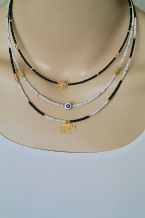 گردنبند جواهر مشکی زنانه کد 303530029