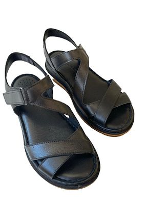 صندل مشکی زنانه پاشنه تخت MARİNE SHOES - کد 303786893