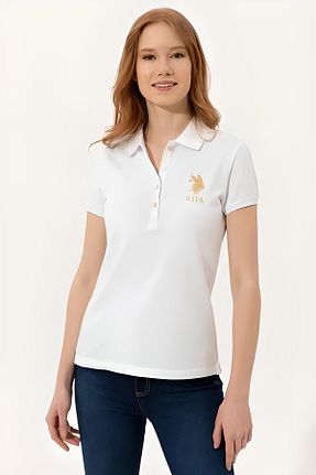 پولوشرت سفید زنانه پنبه ای U.S. Polo Assn. - کد 303879999