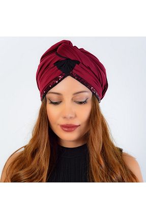 روسری زرشکی پلی استر Luxavian - کد 304340066