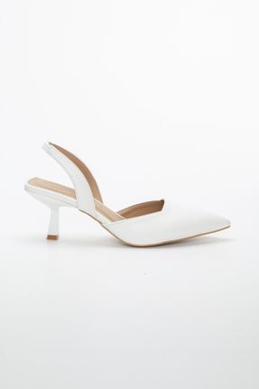 کفش پاشنه بلند کلاسیک سفید زنانه چرم مصنوعی پاشنه نازک پاشنه متوسط ( 5 - 9 cm ) کد 304355375